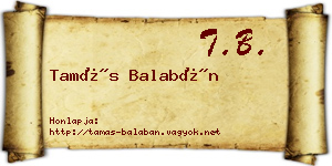 Tamás Balabán névjegykártya